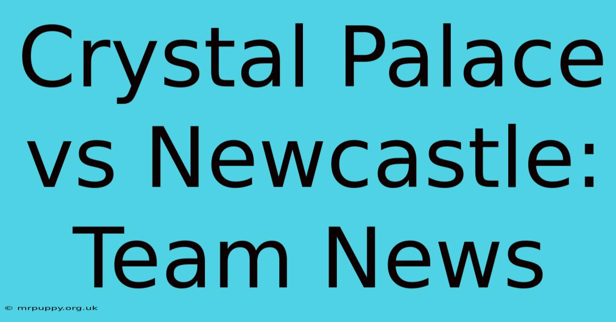 Crystal Palace Vs Newcastle: Team News