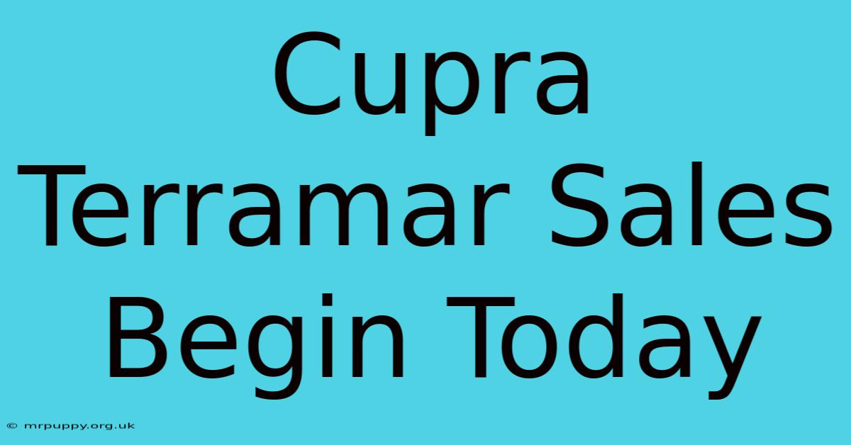 Cupra Terramar Sales Begin Today