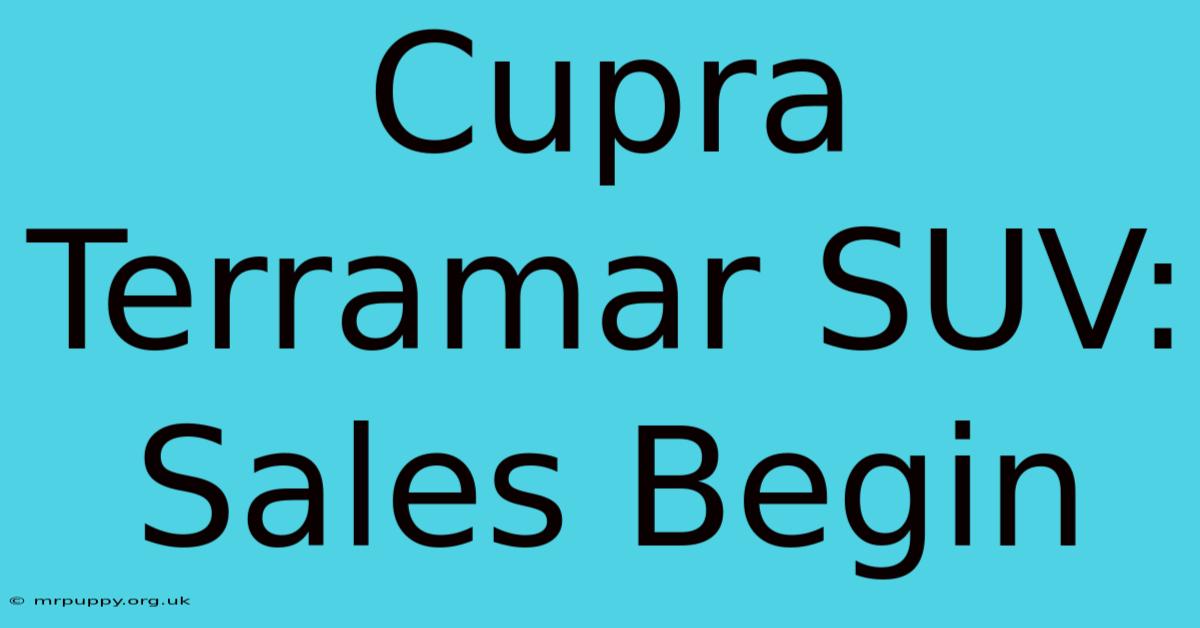 Cupra Terramar SUV: Sales Begin