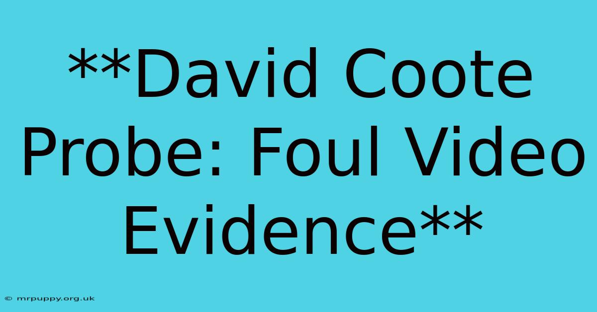 **David Coote Probe: Foul Video Evidence**