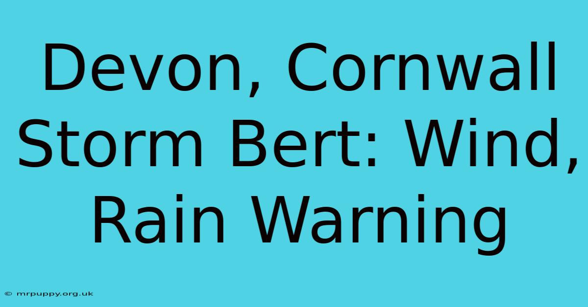 Devon, Cornwall Storm Bert: Wind, Rain Warning