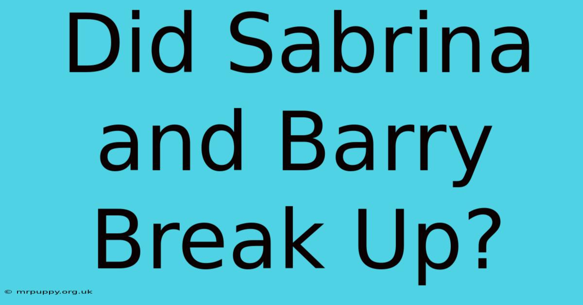 Did Sabrina And Barry Break Up?