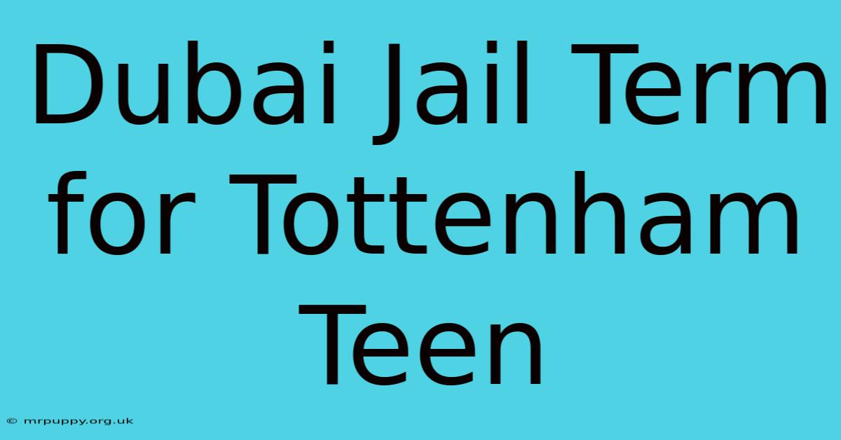 Dubai Jail Term For Tottenham Teen