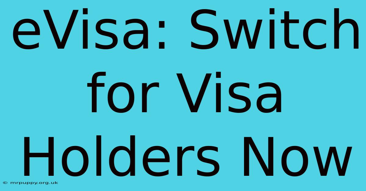 EVisa: Switch For Visa Holders Now