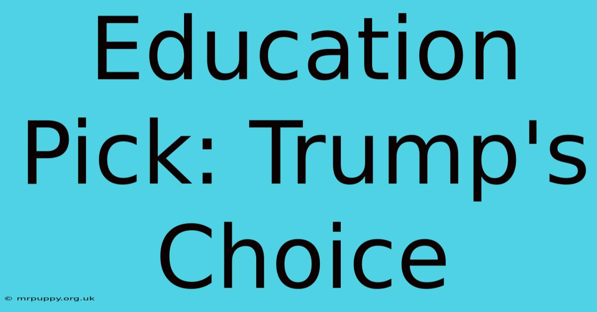 Education Pick: Trump's Choice