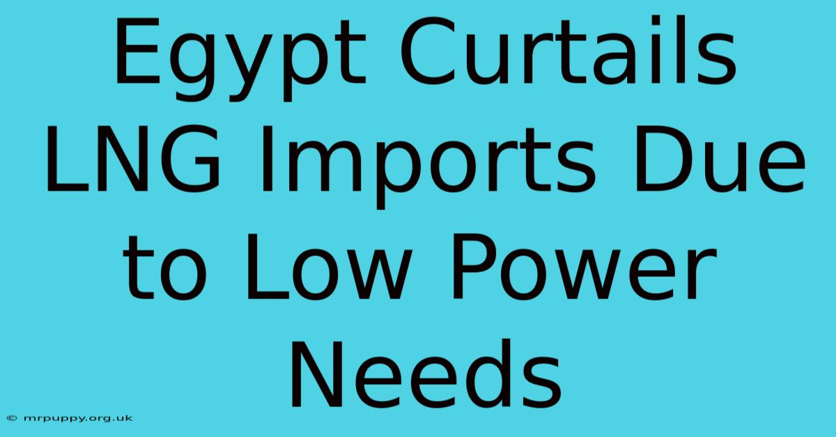 Egypt Curtails LNG Imports Due To Low Power Needs