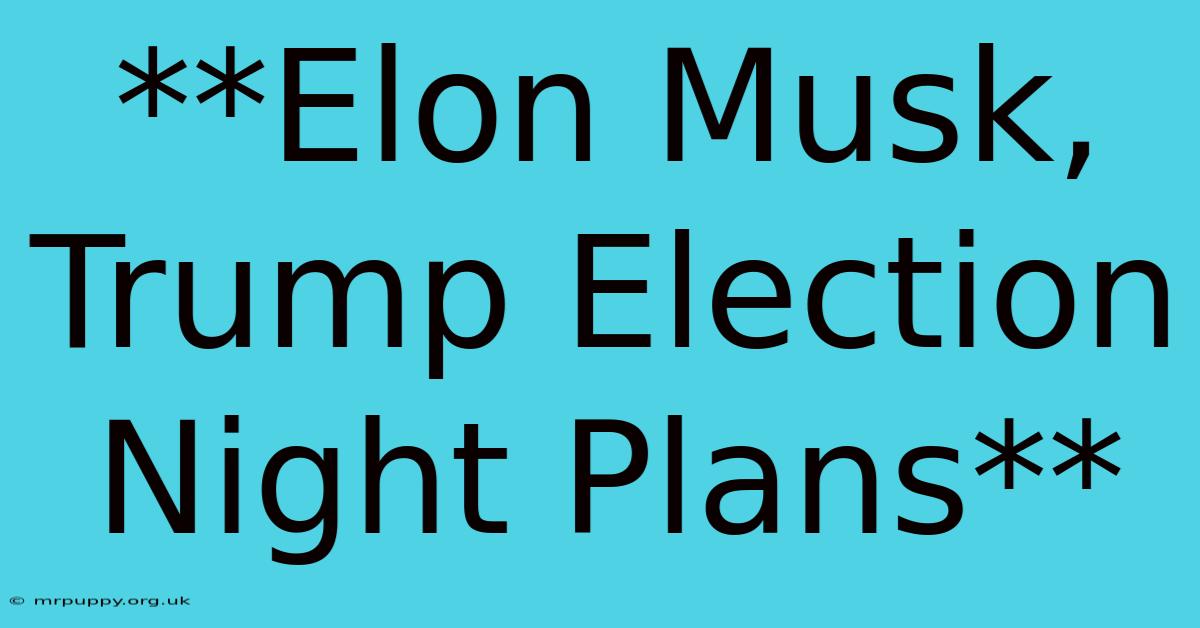 **Elon Musk, Trump Election Night Plans**