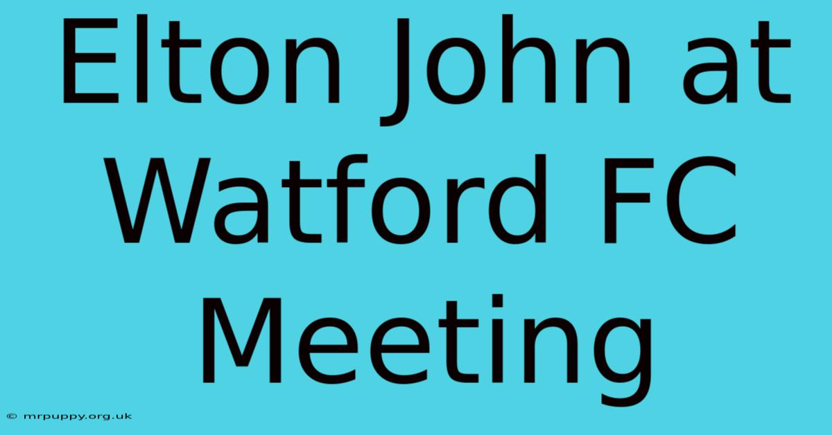 Elton John At Watford FC Meeting