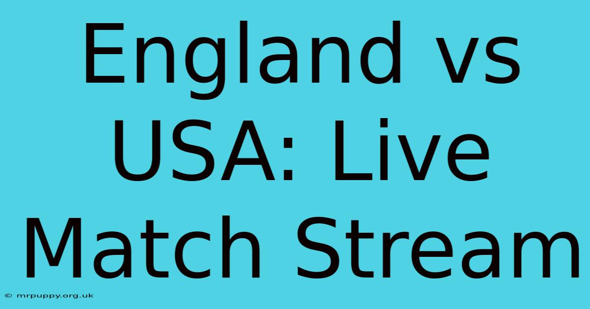 England Vs USA: Live Match Stream