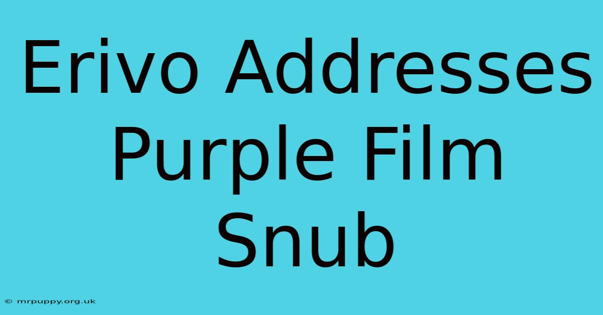 Erivo Addresses Purple Film Snub