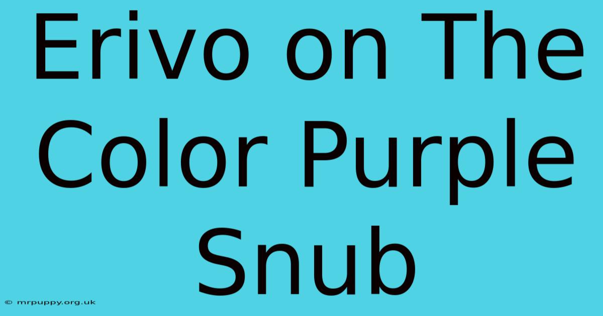 Erivo On The Color Purple Snub