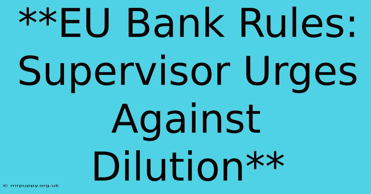 **EU Bank Rules: Supervisor Urges Against Dilution** 