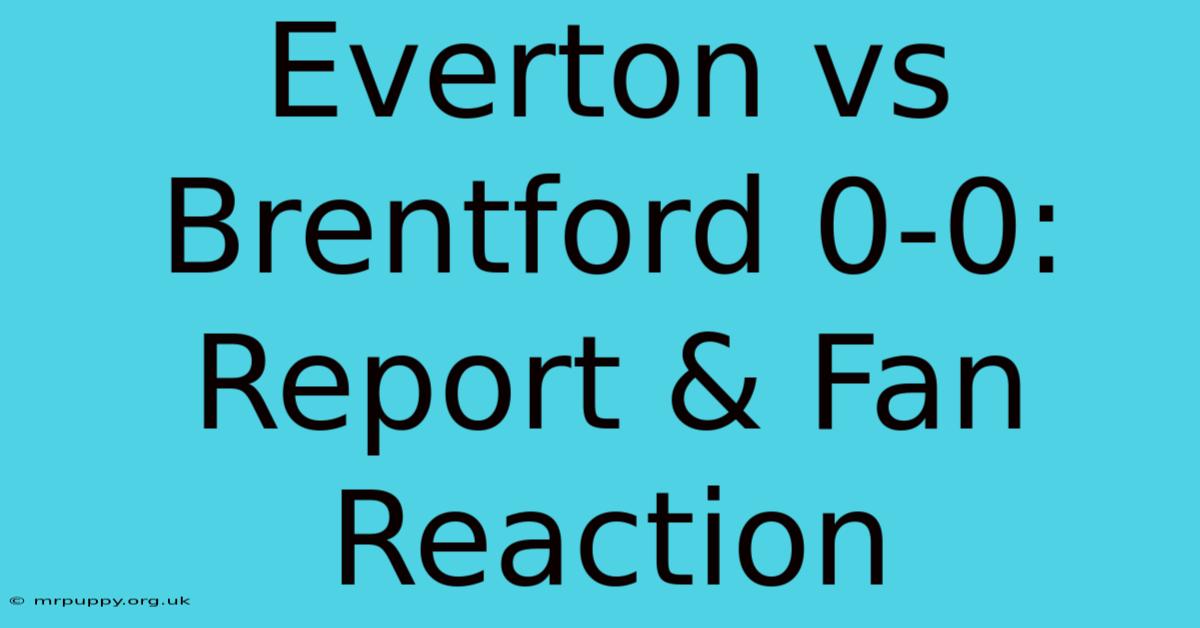 Everton Vs Brentford 0-0: Report & Fan Reaction