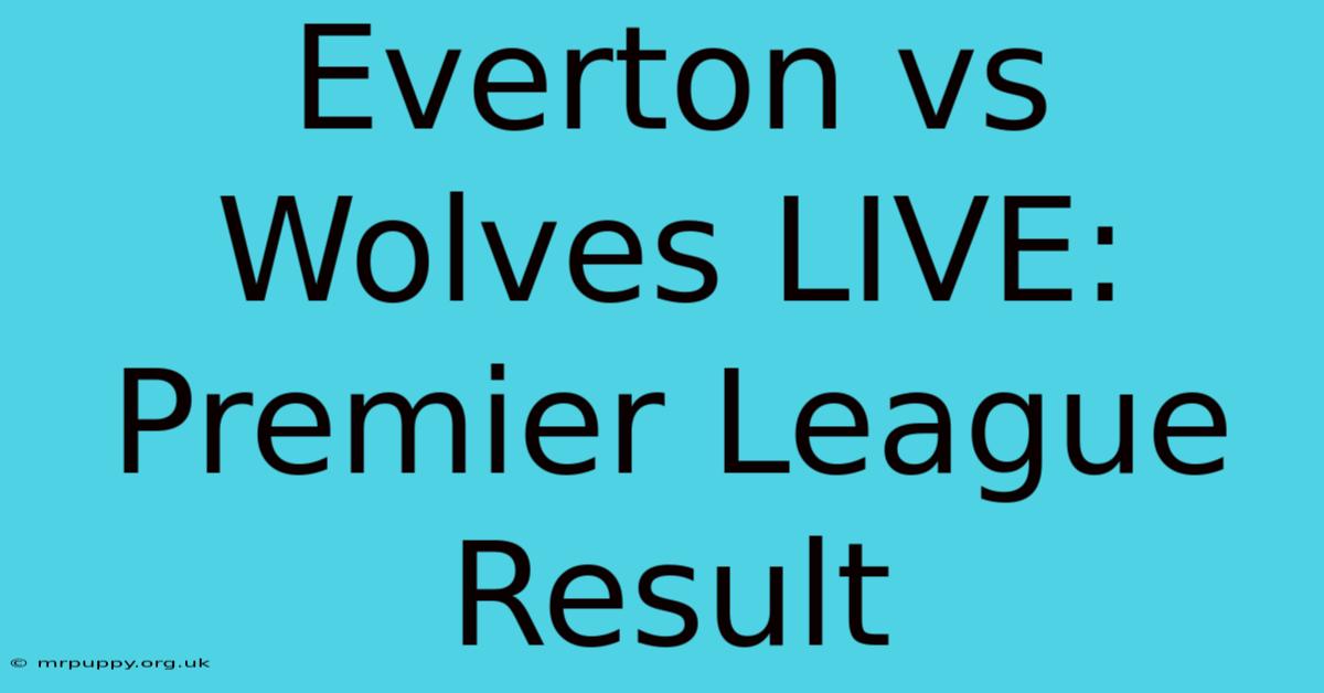 Everton Vs Wolves LIVE: Premier League Result