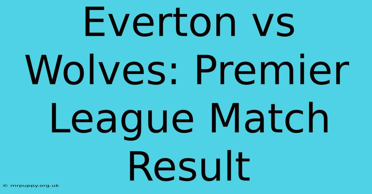 Everton Vs Wolves: Premier League Match Result