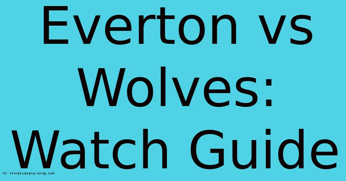 Everton Vs Wolves: Watch Guide