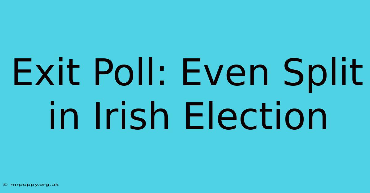 Exit Poll: Even Split In Irish Election