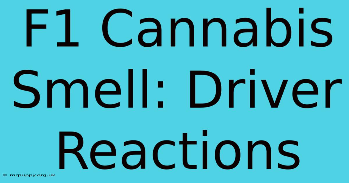 F1 Cannabis Smell: Driver Reactions