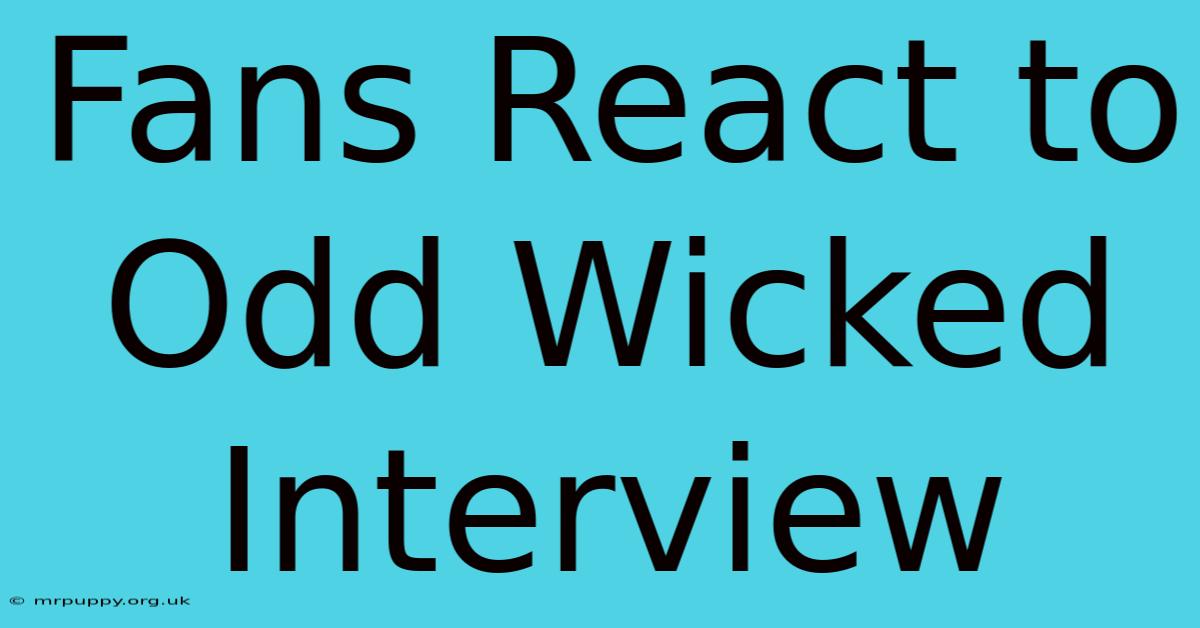 Fans React To Odd Wicked Interview