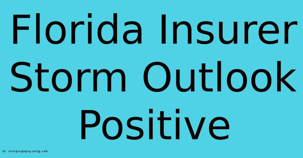 Florida Insurer Storm Outlook Positive