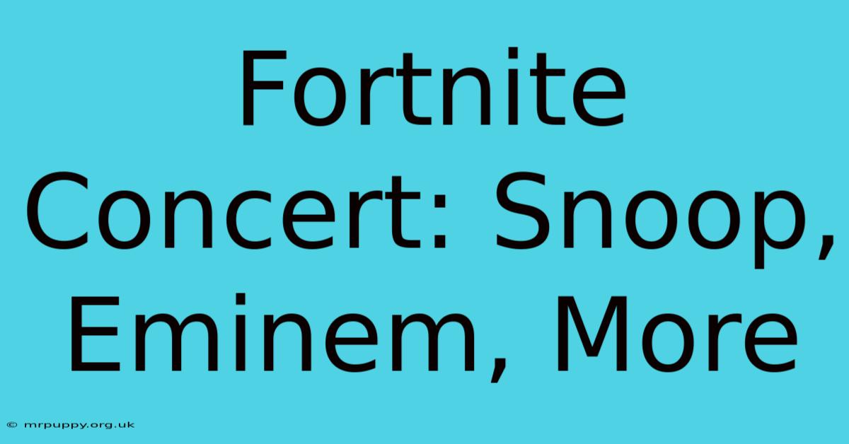 Fortnite Concert: Snoop, Eminem, More