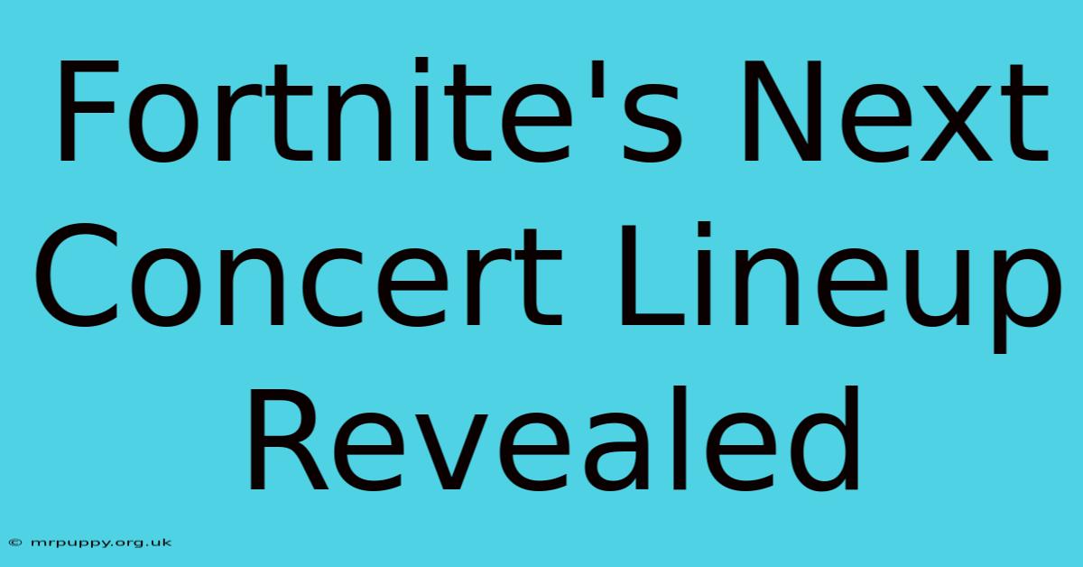 Fortnite's Next Concert Lineup Revealed