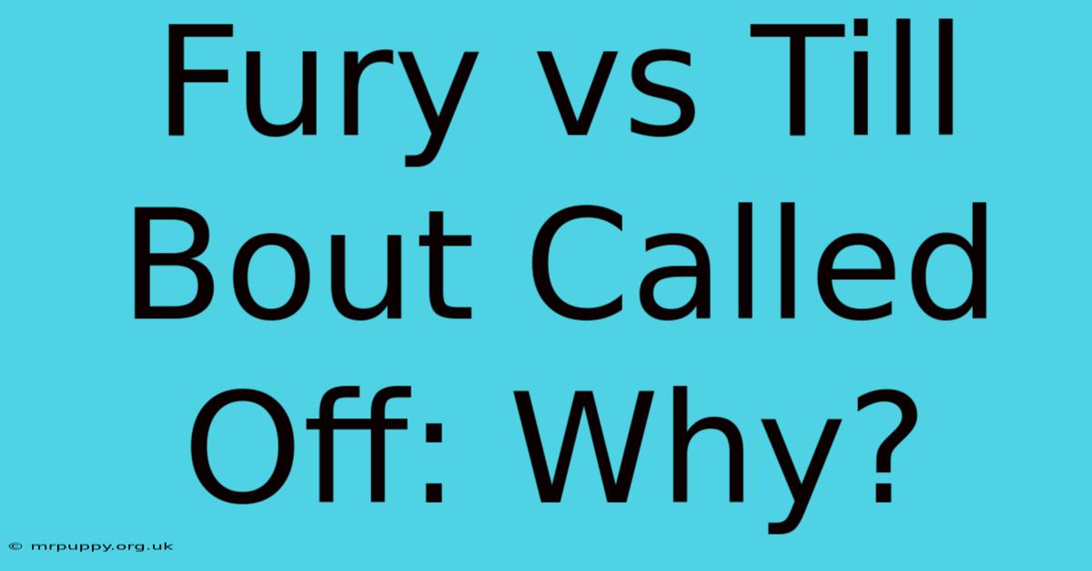 Fury Vs Till Bout Called Off: Why?