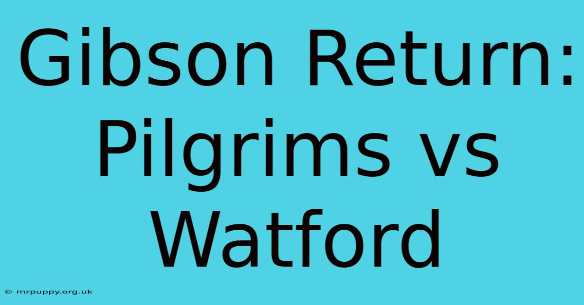 Gibson Return: Pilgrims Vs Watford