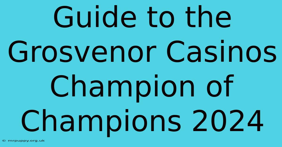 Guide To The Grosvenor Casinos Champion Of Champions 2024 