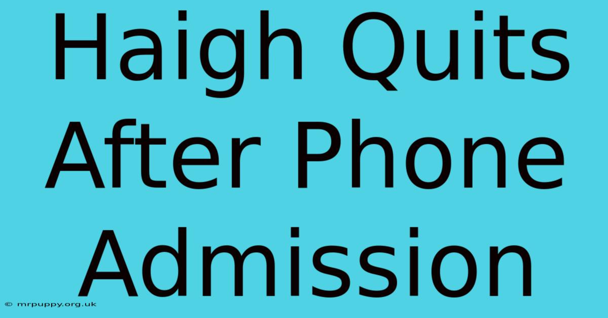 Haigh Quits After Phone Admission