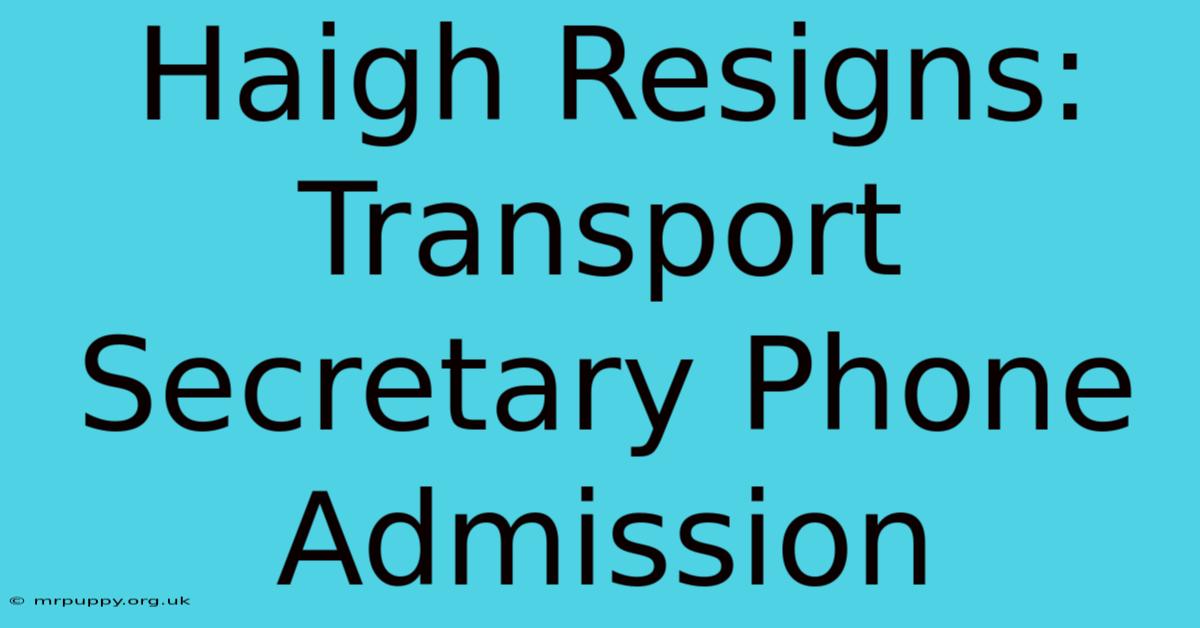 Haigh Resigns: Transport Secretary Phone Admission