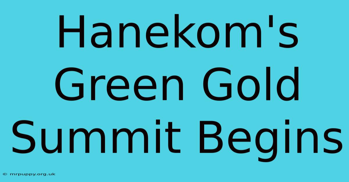 Hanekom's Green Gold Summit Begins