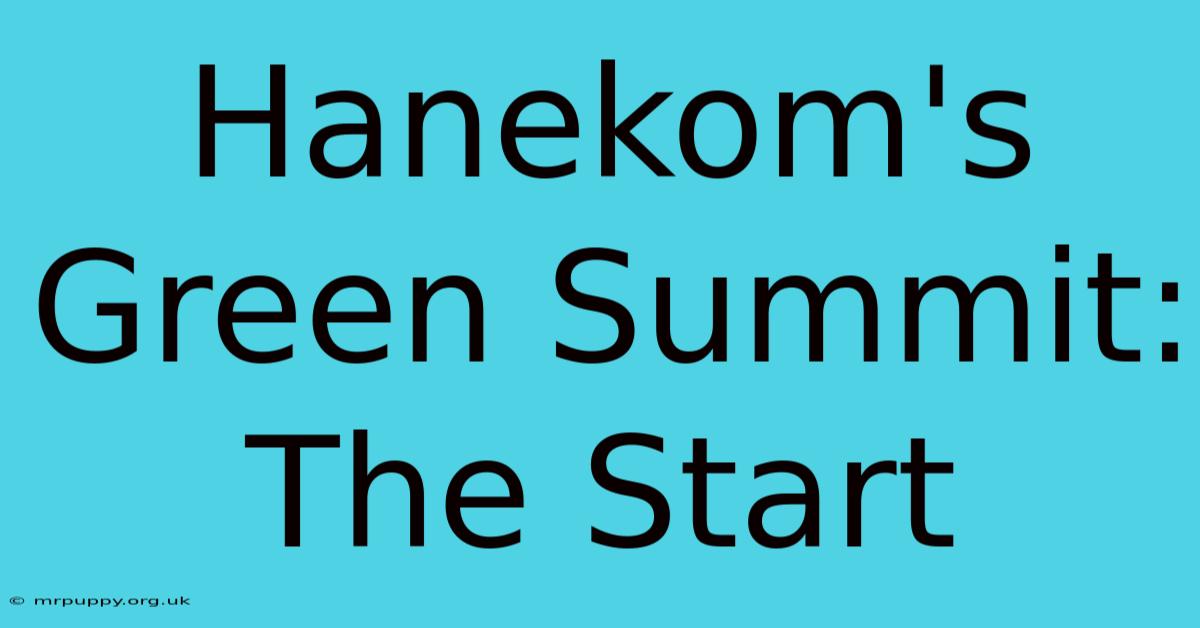 Hanekom's Green Summit: The Start