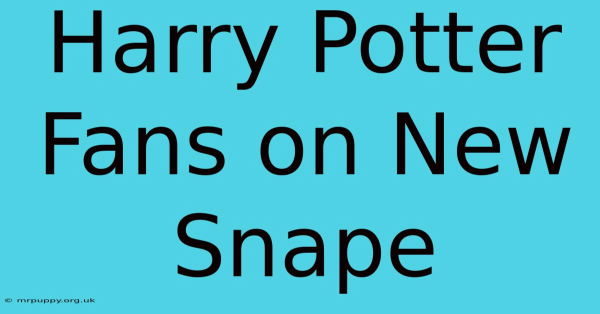 Harry Potter Fans On New Snape