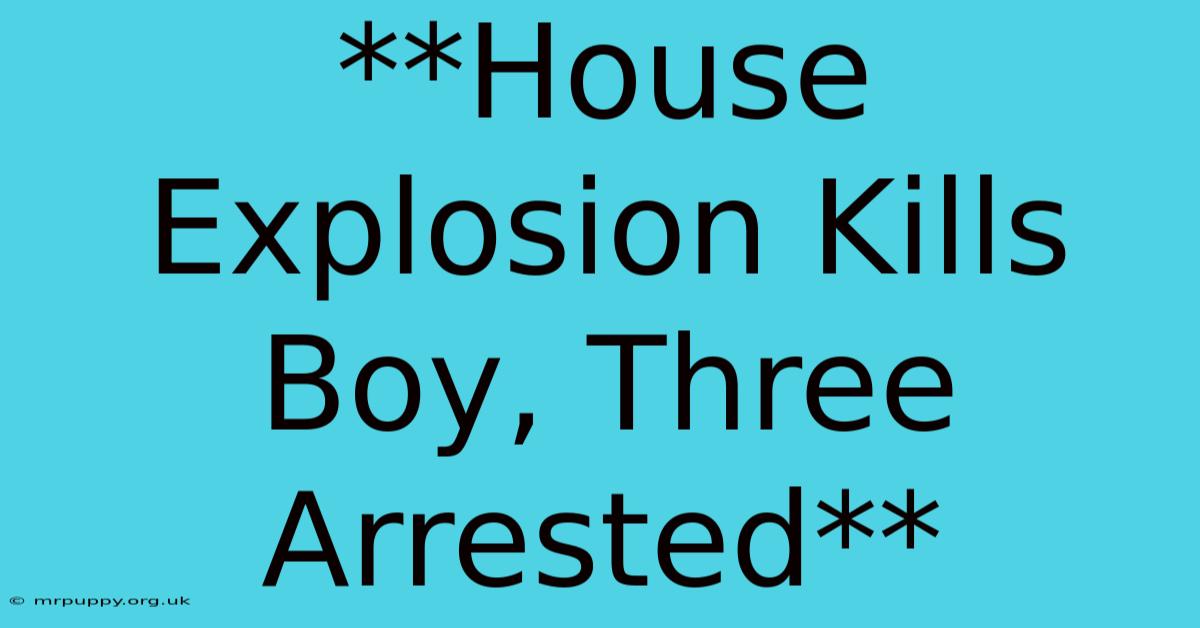 **House Explosion Kills Boy, Three Arrested** 