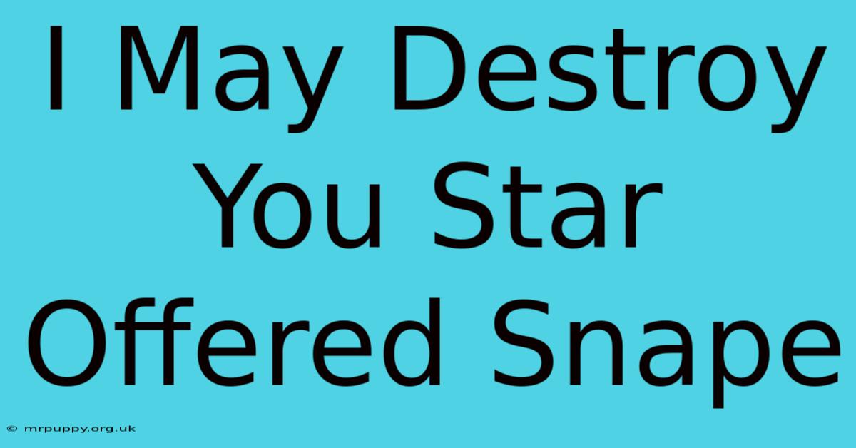 I May Destroy You Star Offered Snape