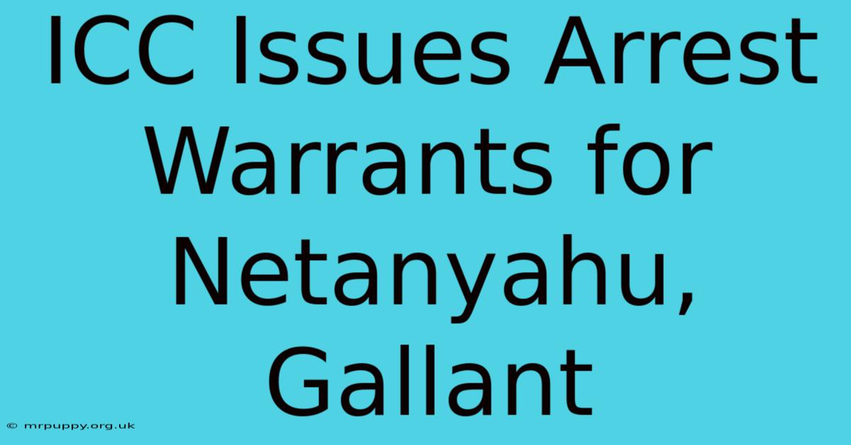 ICC Issues Arrest Warrants For Netanyahu, Gallant