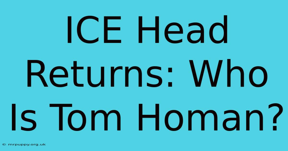 ICE Head Returns: Who Is Tom Homan?