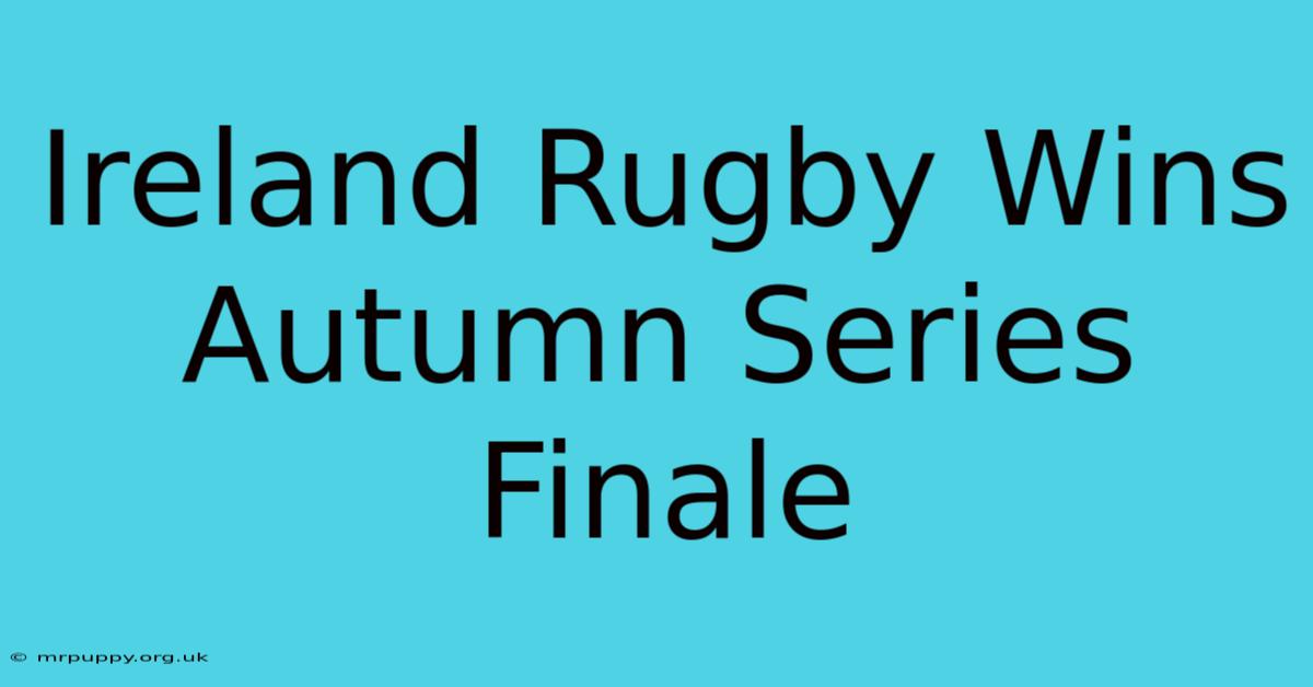 Ireland Rugby Wins Autumn Series Finale