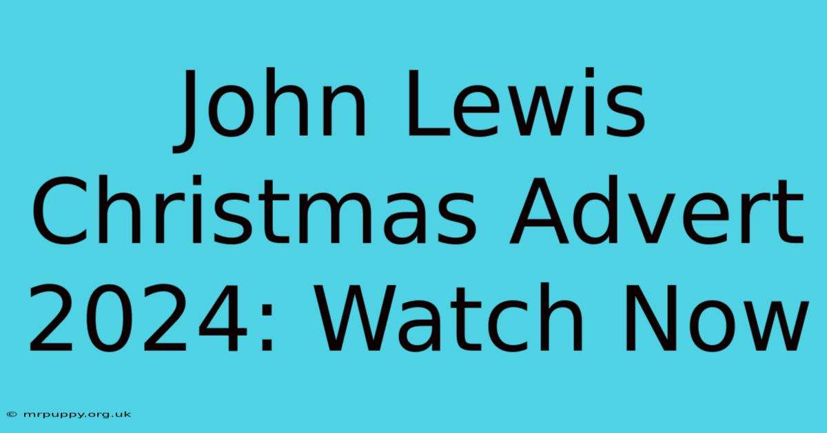 John Lewis Christmas Advert 2024 Watch Now