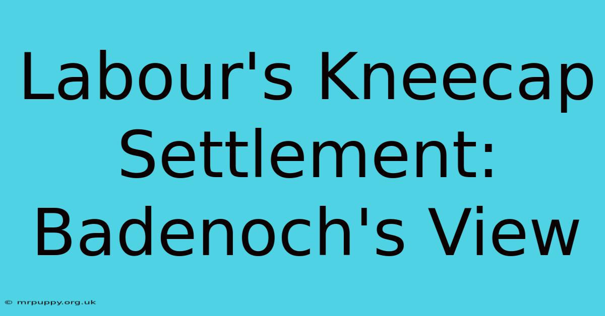 Labour's Kneecap Settlement: Badenoch's View