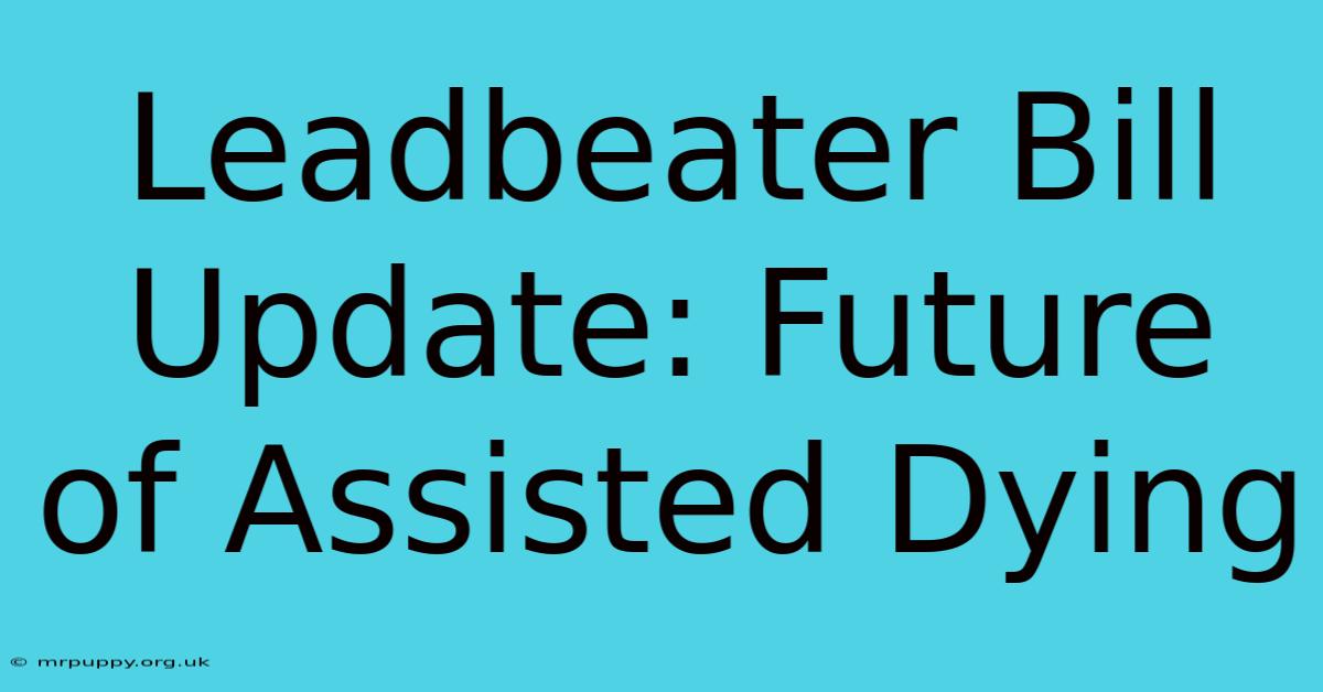 Leadbeater Bill Update: Future Of Assisted Dying