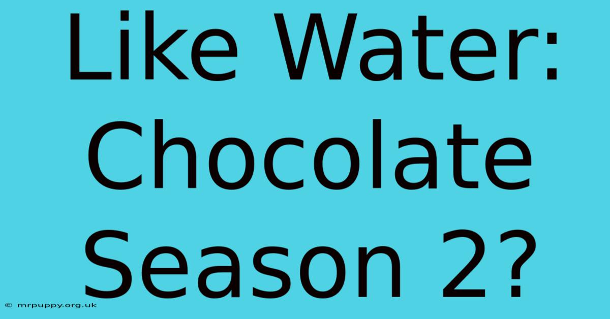 Like Water: Chocolate Season 2?