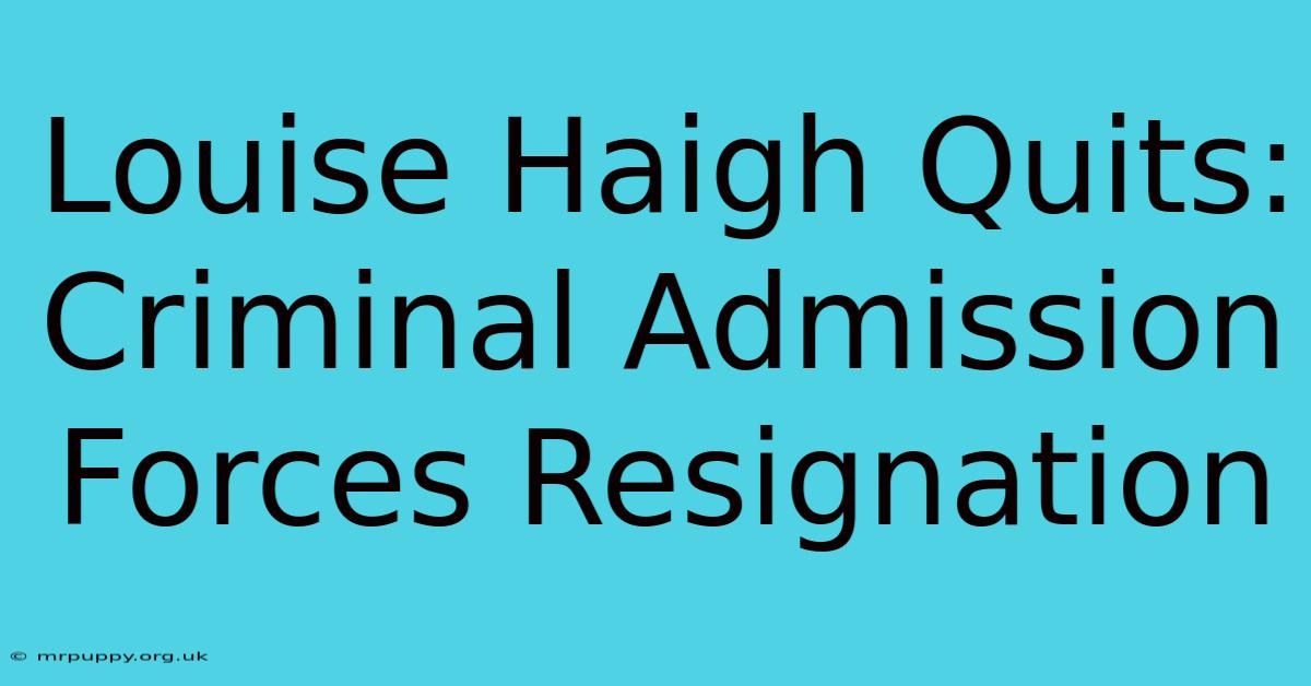 Louise Haigh Quits: Criminal Admission Forces Resignation