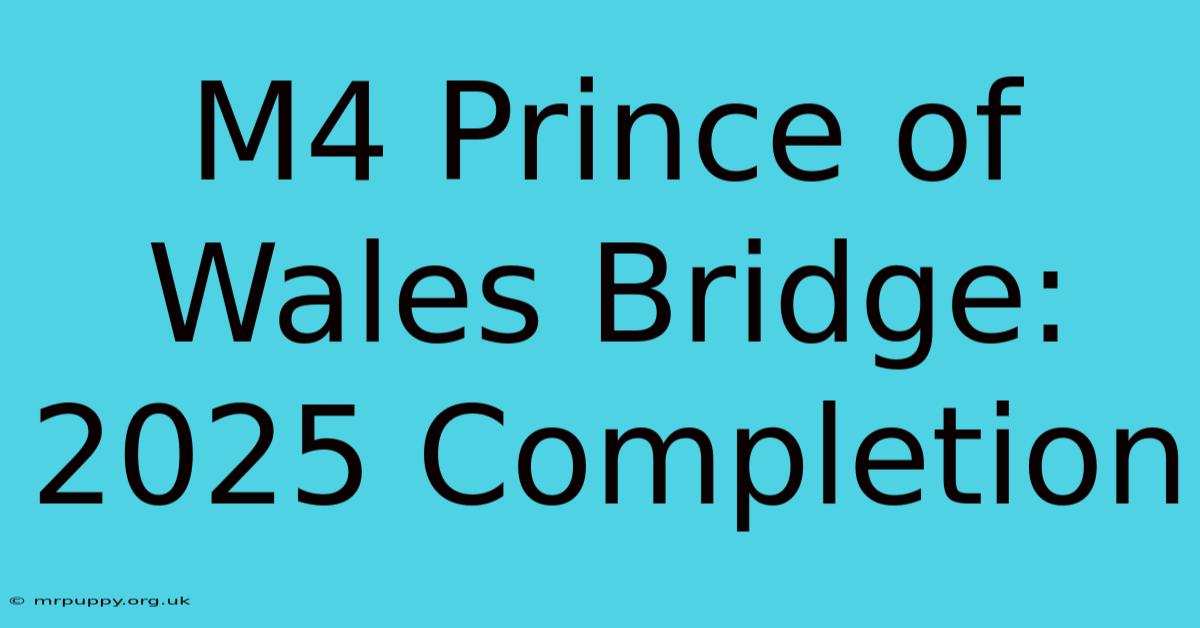 M4 Prince Of Wales Bridge: 2025 Completion