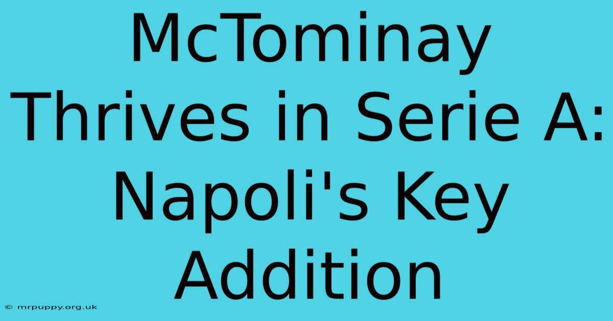 McTominay Thrives In Serie A: Napoli's Key Addition