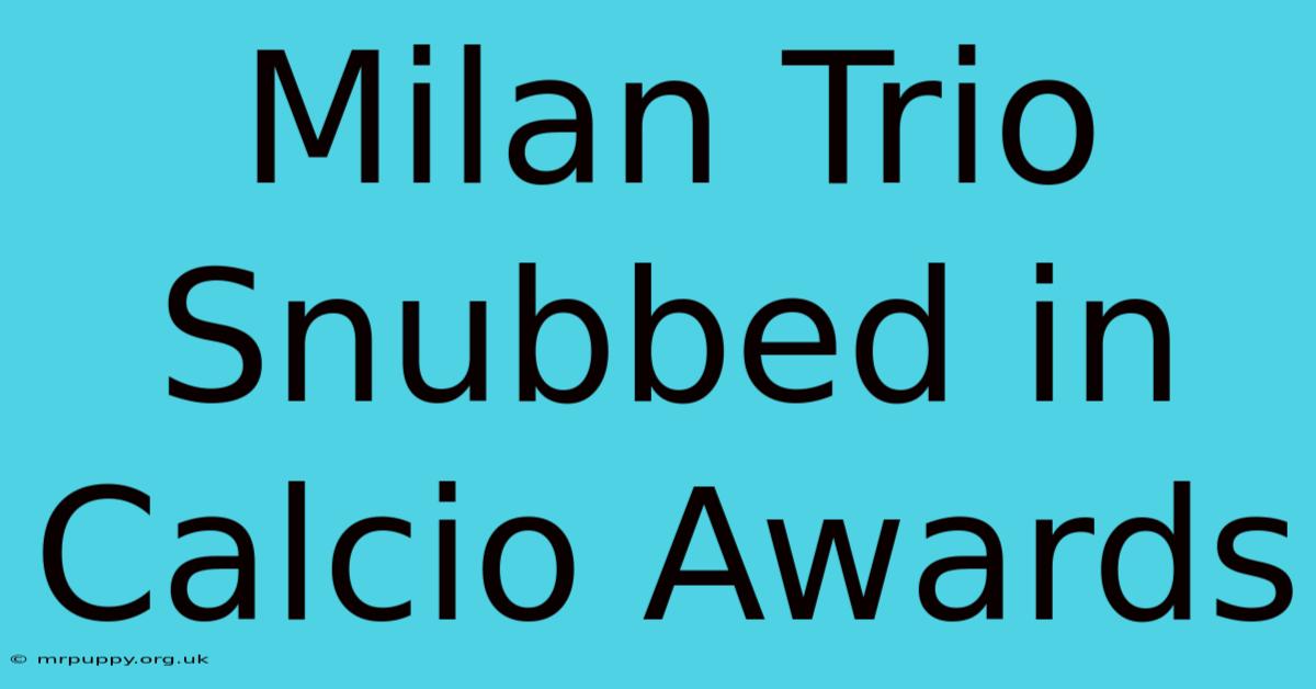 Milan Trio Snubbed In Calcio Awards