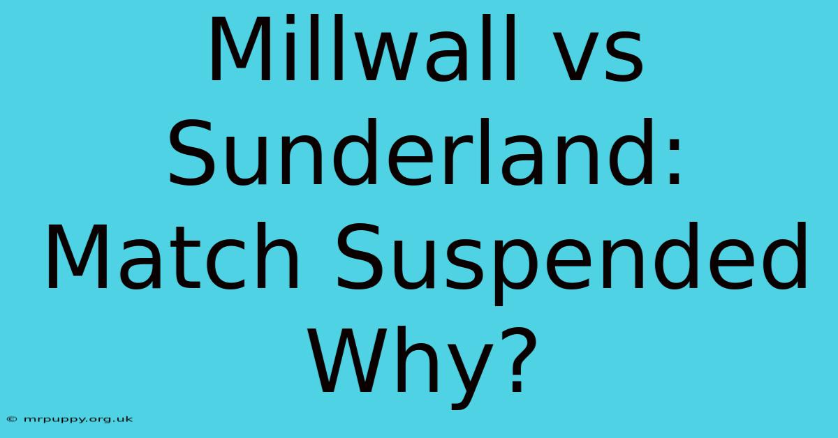 Millwall Vs Sunderland: Match Suspended Why?