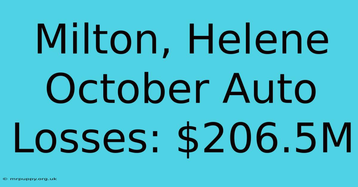 Milton, Helene October Auto Losses: $206.5M