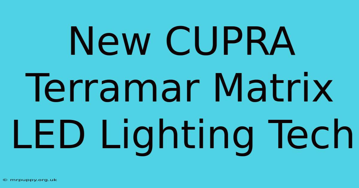 New CUPRA Terramar Matrix LED Lighting Tech